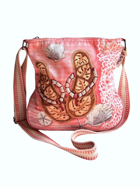 Paul Brent Handbags - Paul Brent Sun 'N' Sand Canvas Embroidered Sandals Crossbody Bag